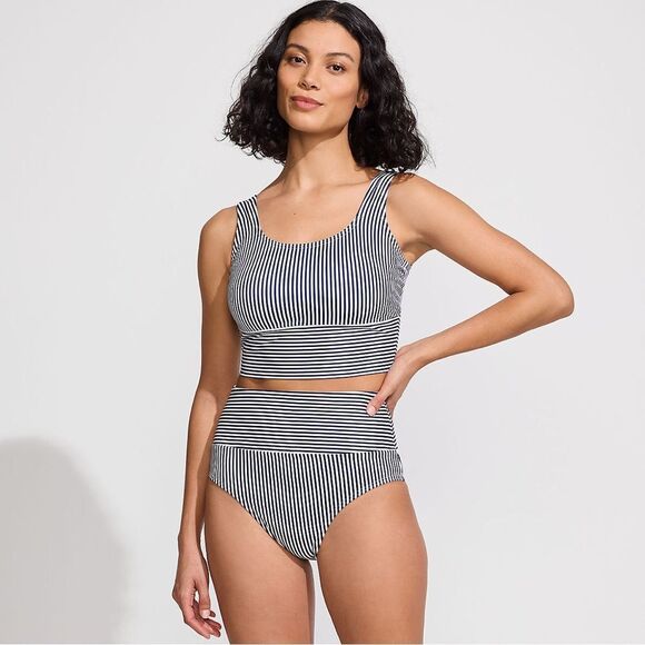 Land's End Ribbed Tankini Top Tuggless Swim Top coral Ruby Ottoman Small - Picture 8 of 8